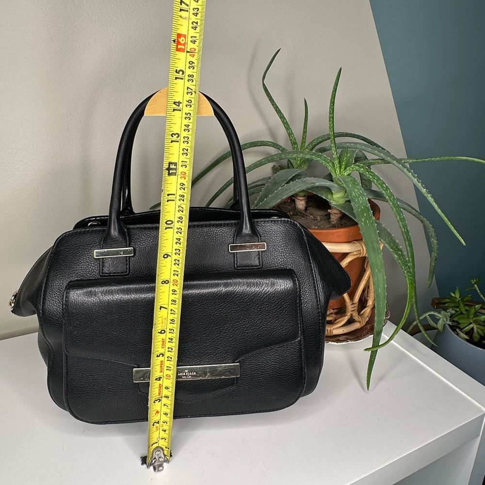 Kate Spade Black Leather Satchel Tote Gold Hardware Pebbled Cowhide Classic Bag - Picture 9 of 10